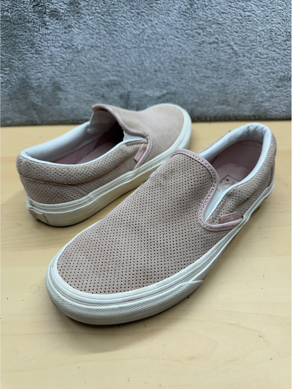 VANS Classic Slip On Sneakers Soft Pink Perforated Suede